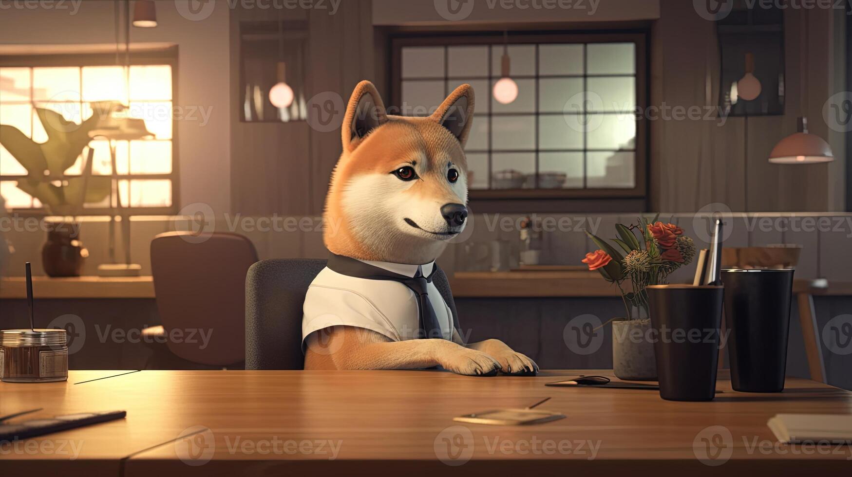 dog dating, digital art illustration, photo