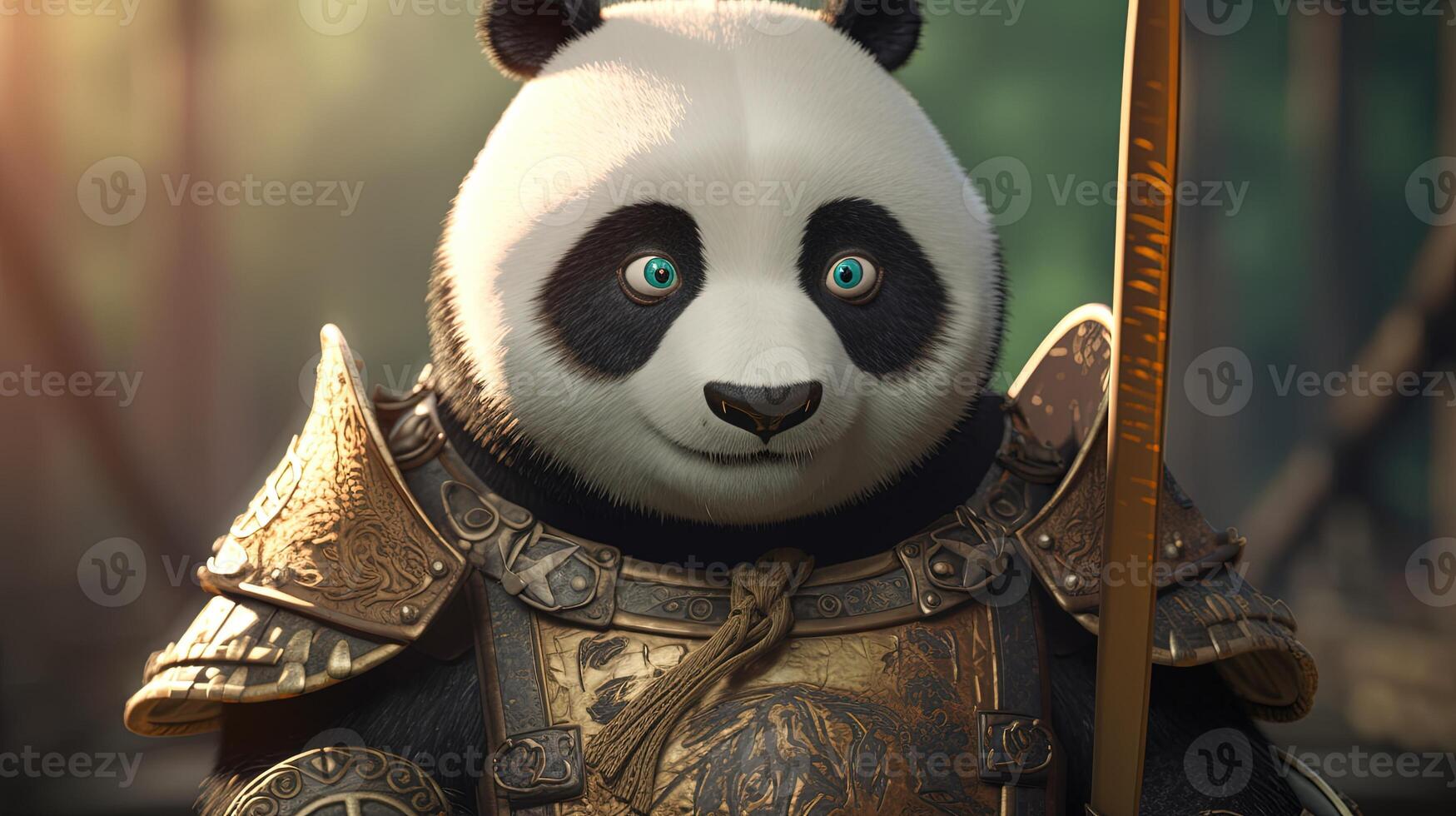 panda knight, digital art illustration, photo