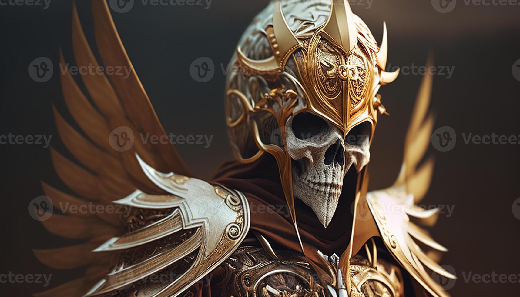 holy skull warrior, digital art illustration, photo