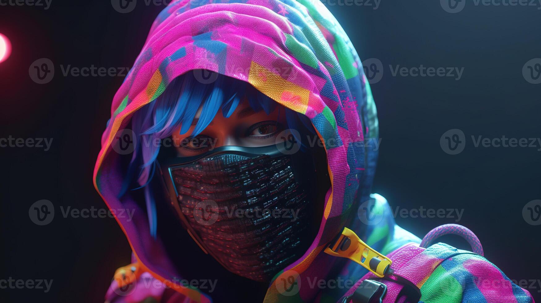 colorful ninja, digital art illustration, photo