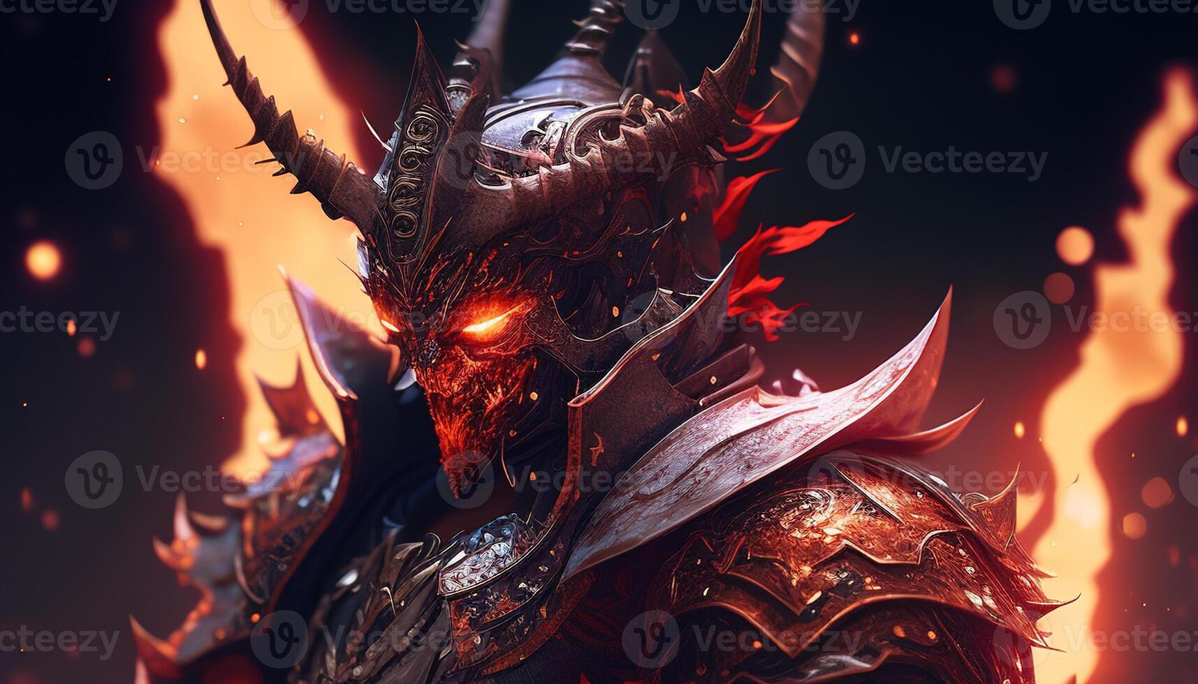 flame dragon warrior, digital art illustration, photo