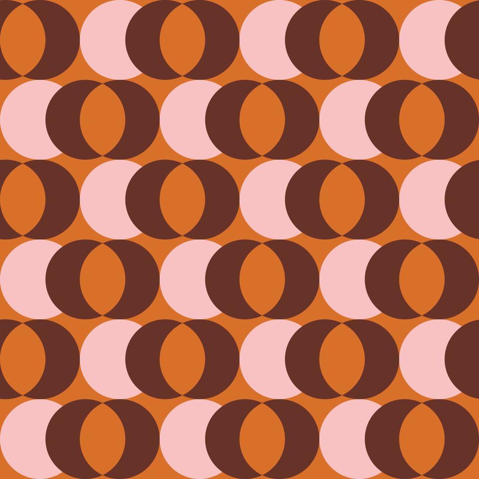 Retro aesthetic seamless pattern in style 60s, 70s. Mid century background with crescent moon. Geometric vector print