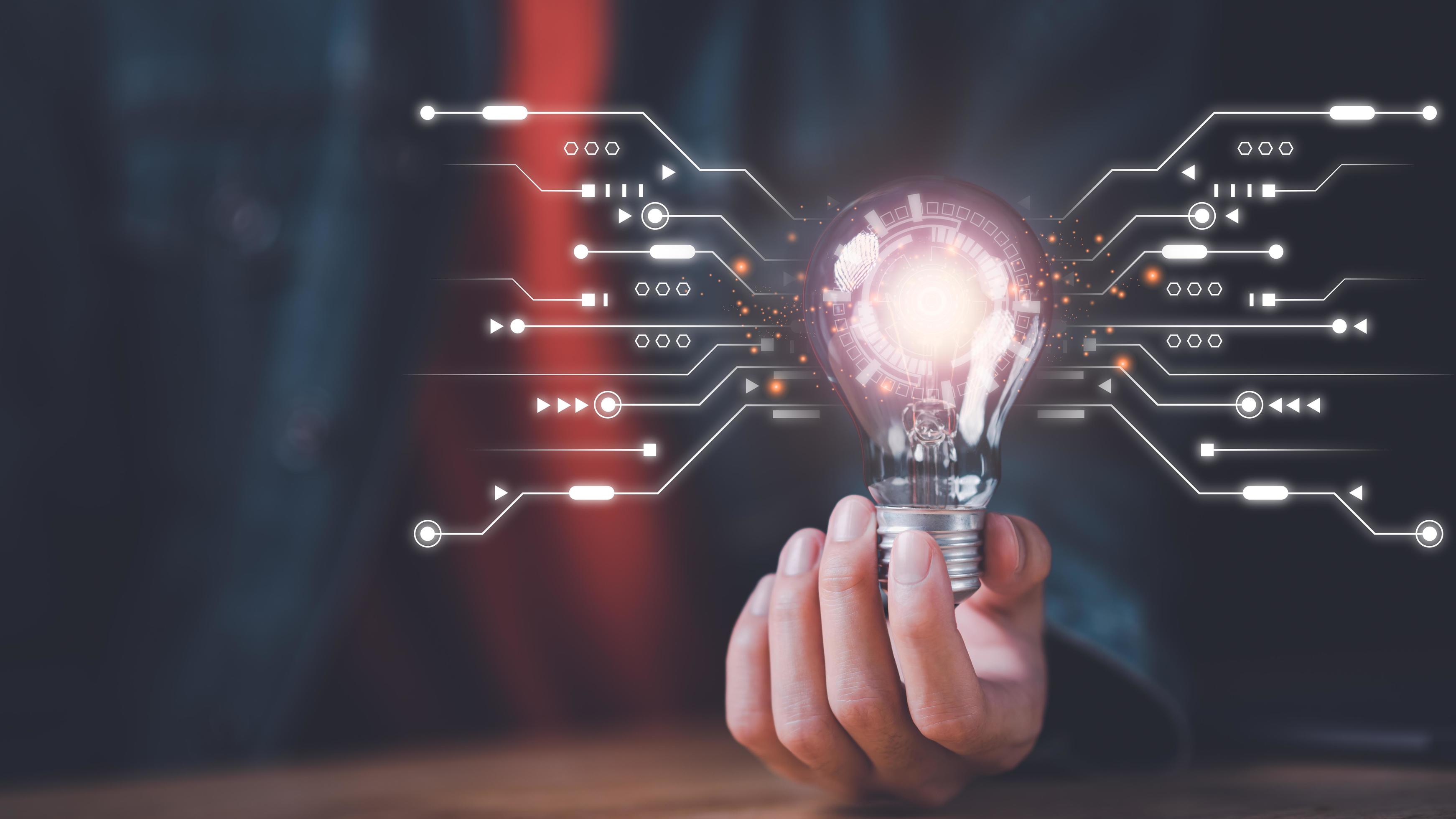 Concept of new ideas and innovation ,Innovative idea in businessman ...