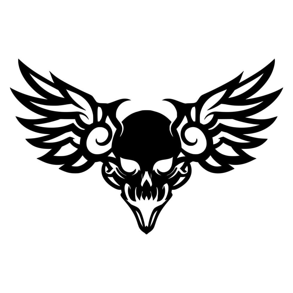 Skull wing mascot tattoo art vector