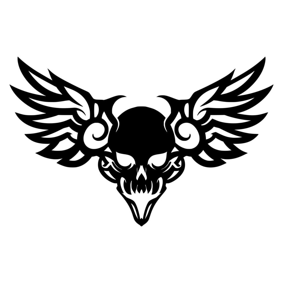 Skull wing mascot tattoo art vector