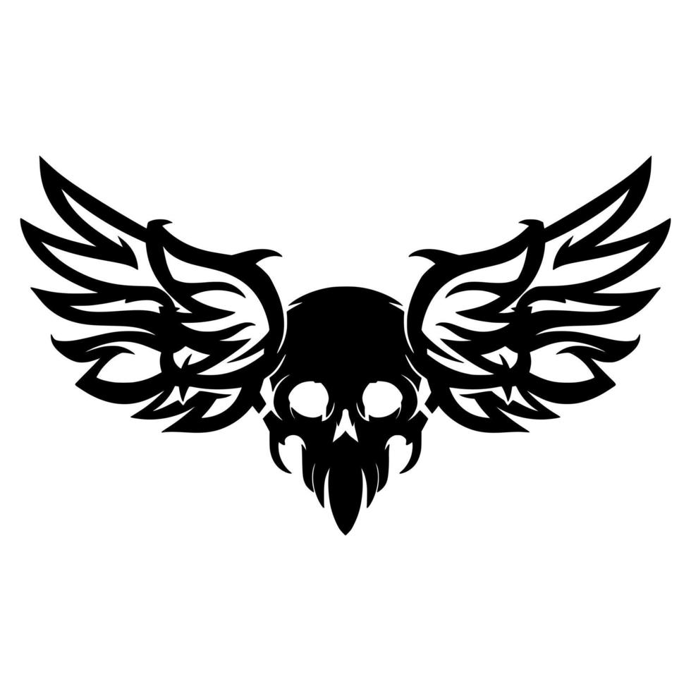 Skull wing mascot tattoo art vector