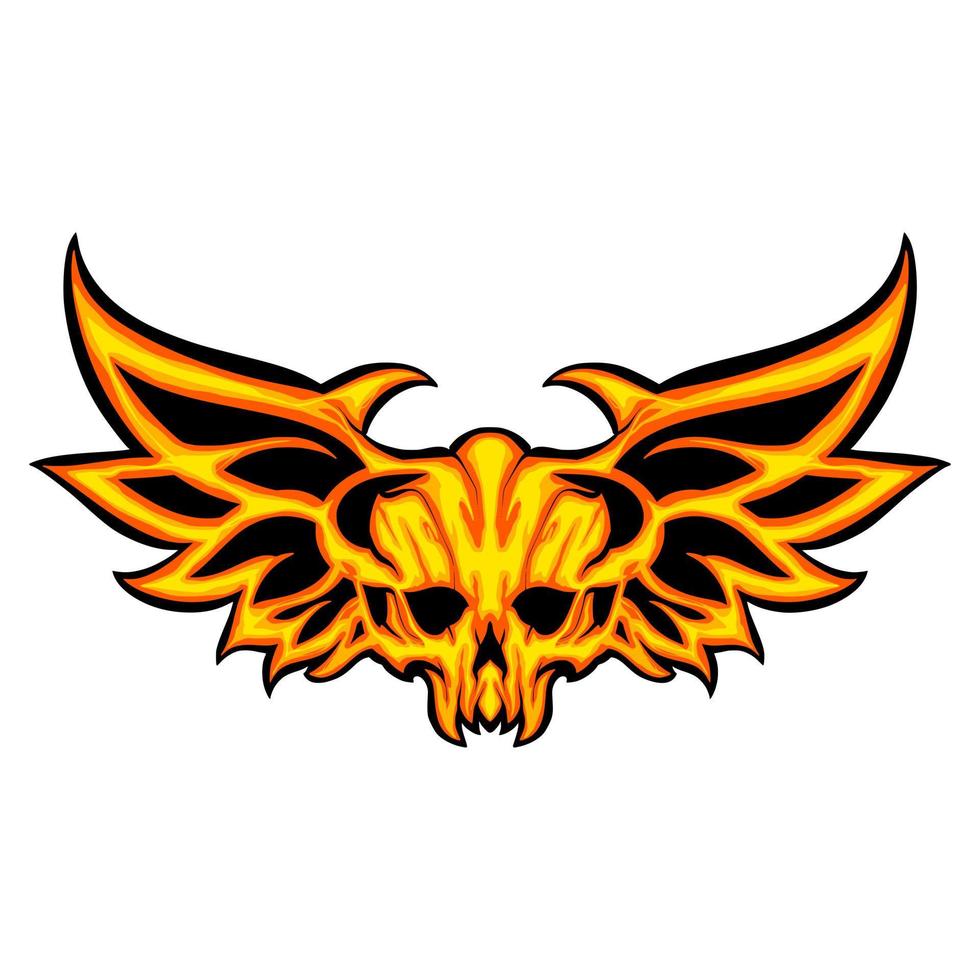 Skull wing fire art vector