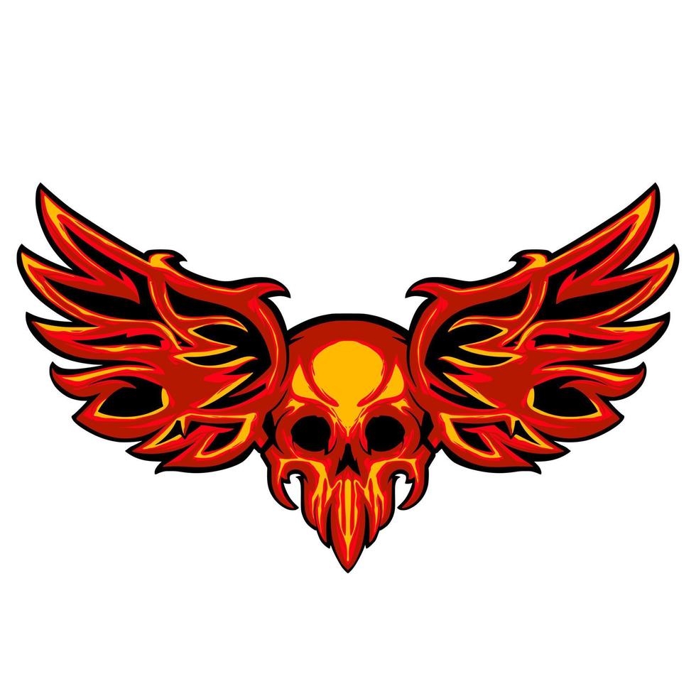 Skull wing fire art vector