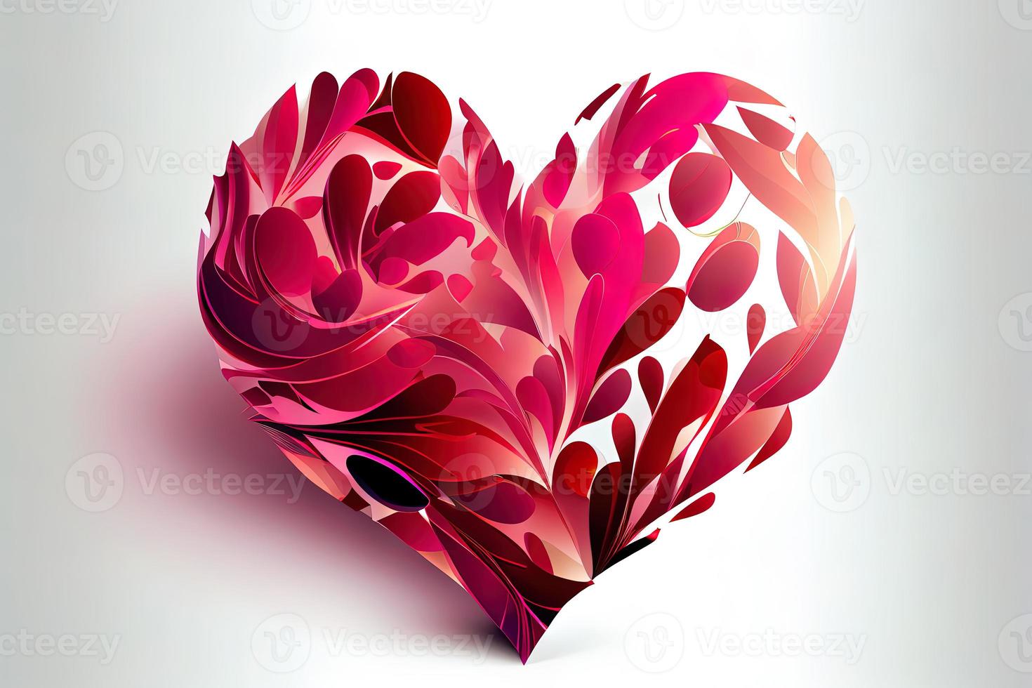 Surprising Pretty Pink and Red heart illustration with isolated background photo