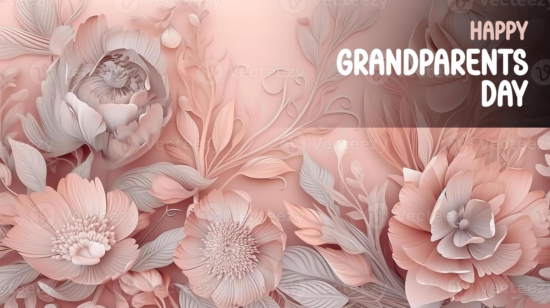 Happy Grandparents Day Watercolor spring background. photo