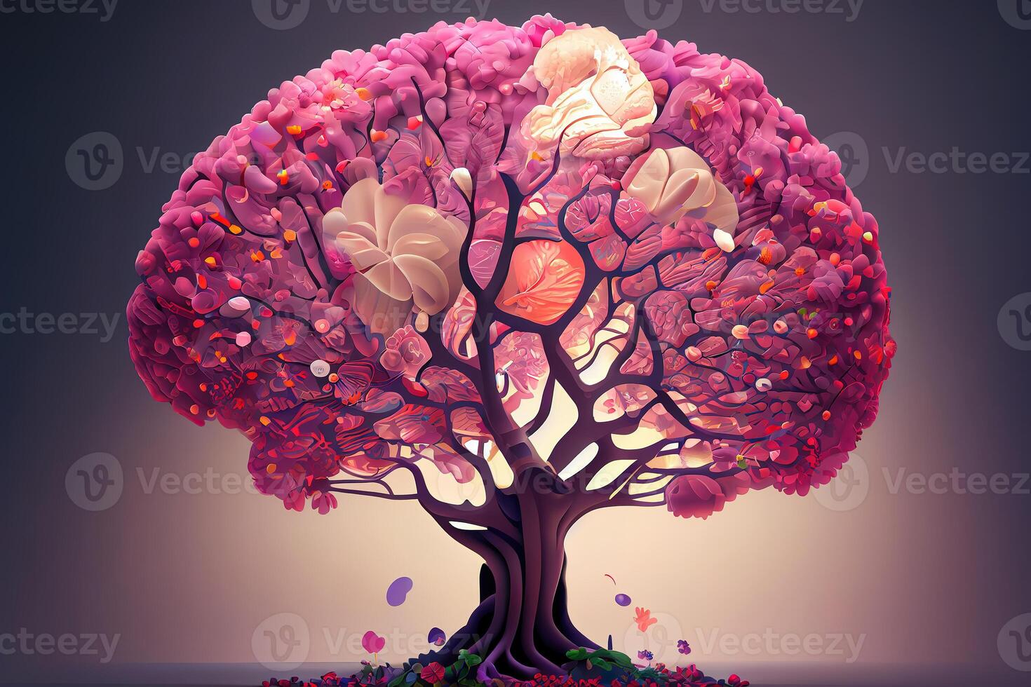 Poster design with human brain. photo