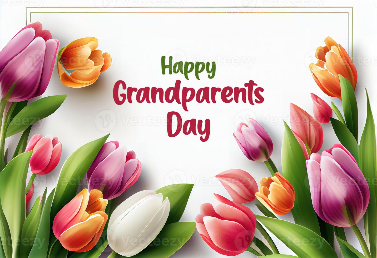 Happy Grandparents Day Spring background with roses. photo