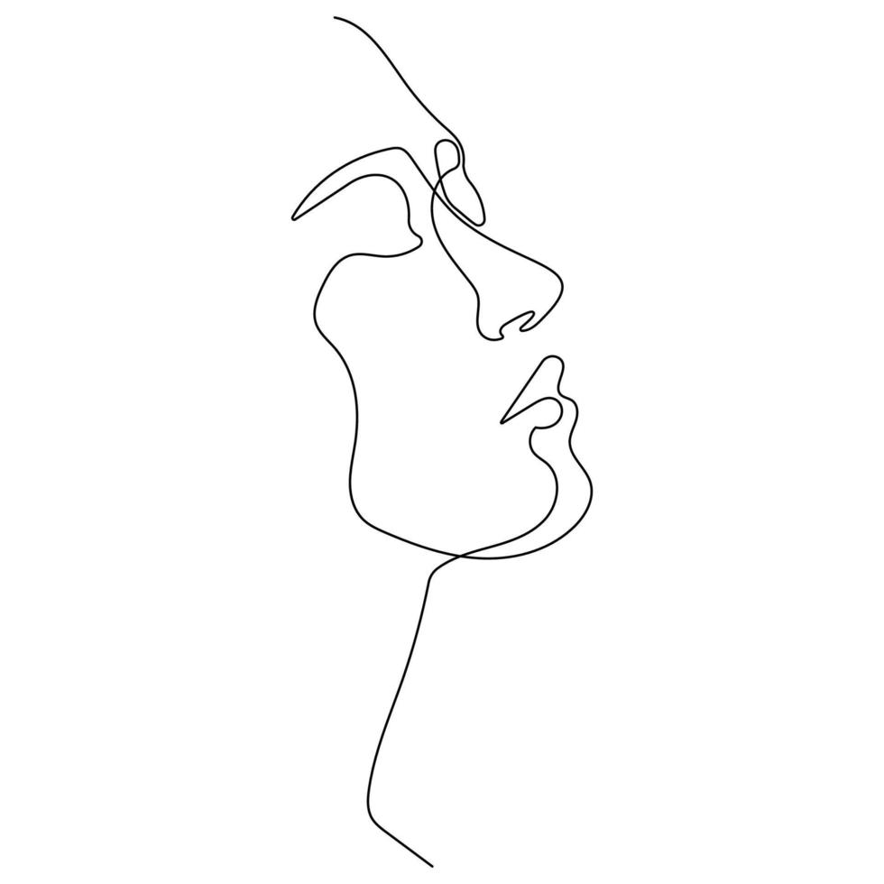 Abstract minimalistic linear sketch. Woman s face. Vector hand drawn illustration.