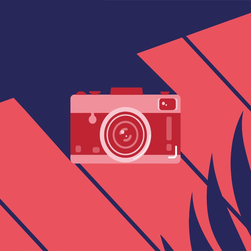 hanging camera vector flat style concept red.