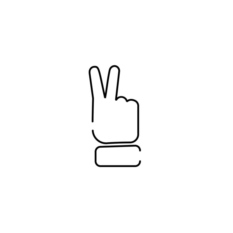 peace sign emoji, finger gesture line art vector icon for apps and