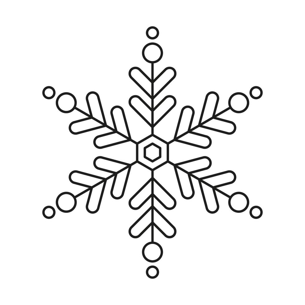 winter snowflake icon. christmas vector snow ice symmetrical design.