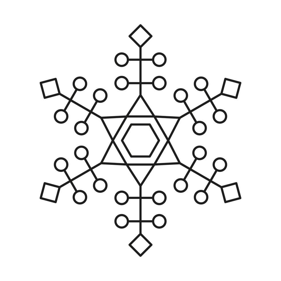 winter snowflake icon. christmas vector snow ice symmetrical design.