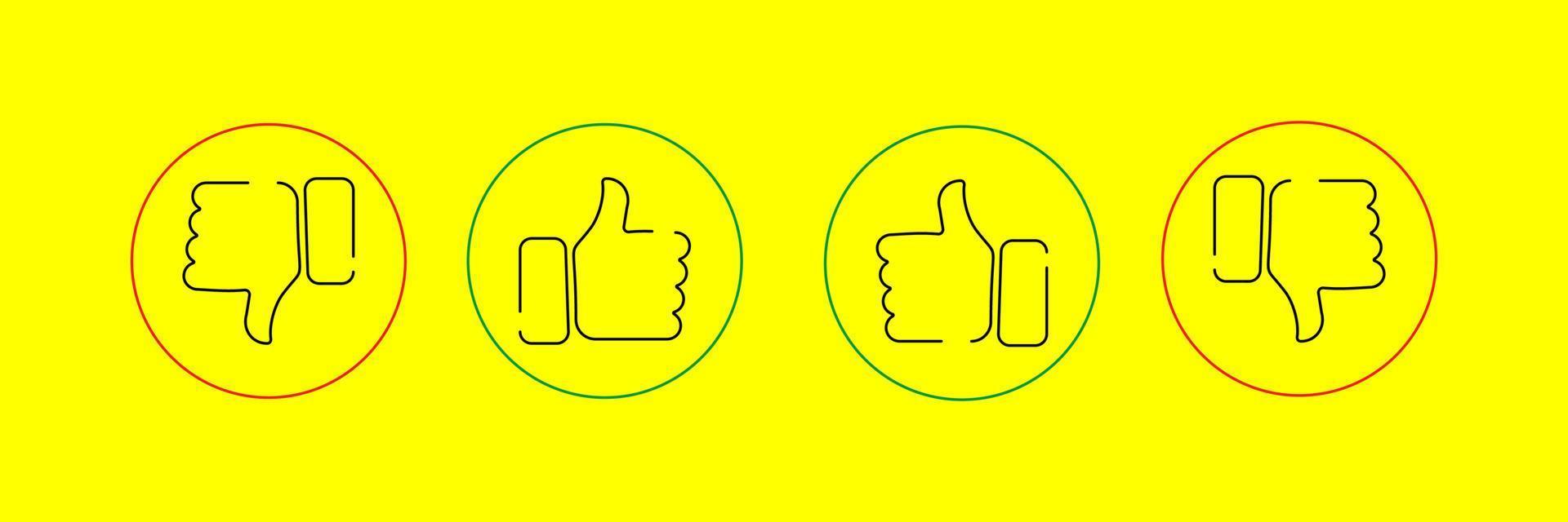 agree, disagree, hand emoji, finger gesture line art vector icon for apps and websites set.