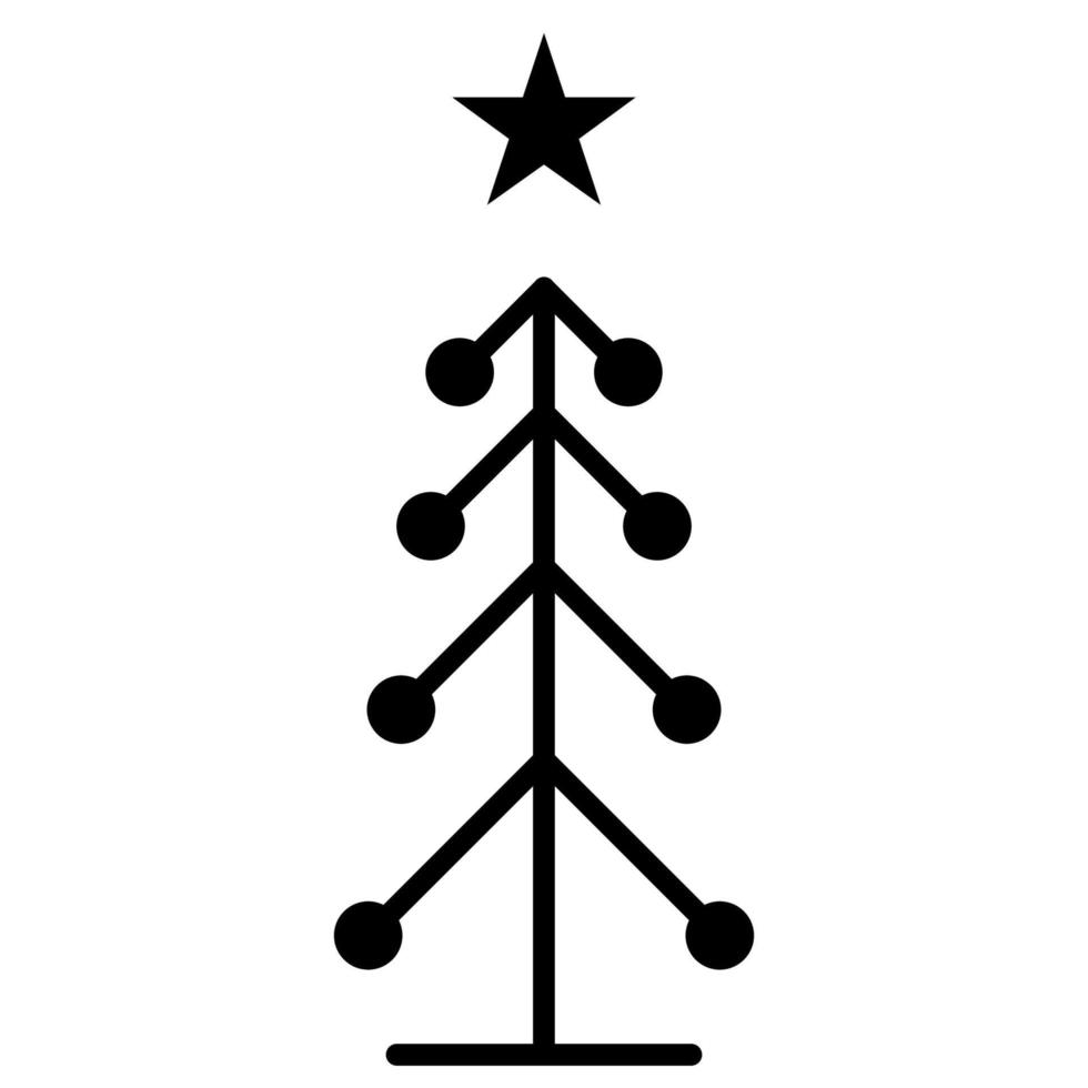 Christmas tree outline icon, vector simple line sign. Happy new year party design.