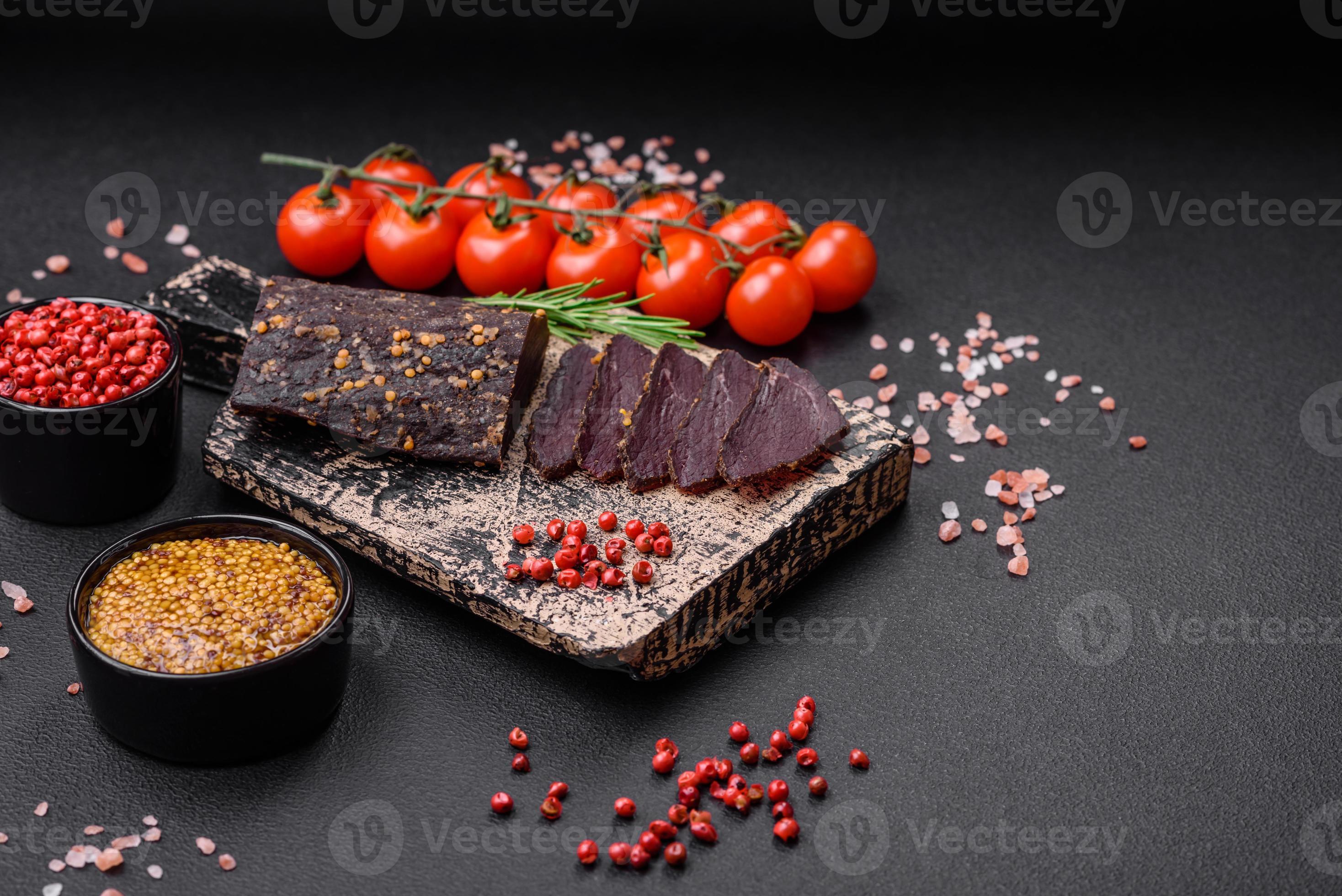 Delicious smoked Armenian basturma with spices and herbs 23145864 Stock ...