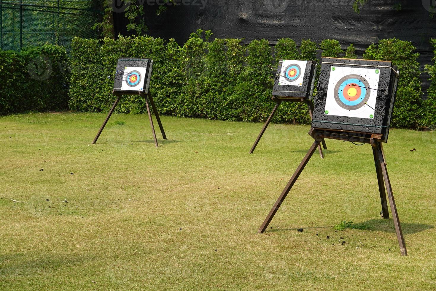 Two archery shooting target.  Hit the goal. target board and arrow shoot. photo