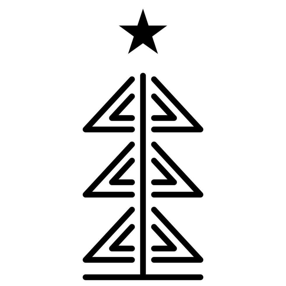Christmas tree outline icon. linear style symbol, line sign. vector graphics. Icons as Xmas tree decoration with star, Coniferous forest, Spruce winter tree, Fir. Happy new year.