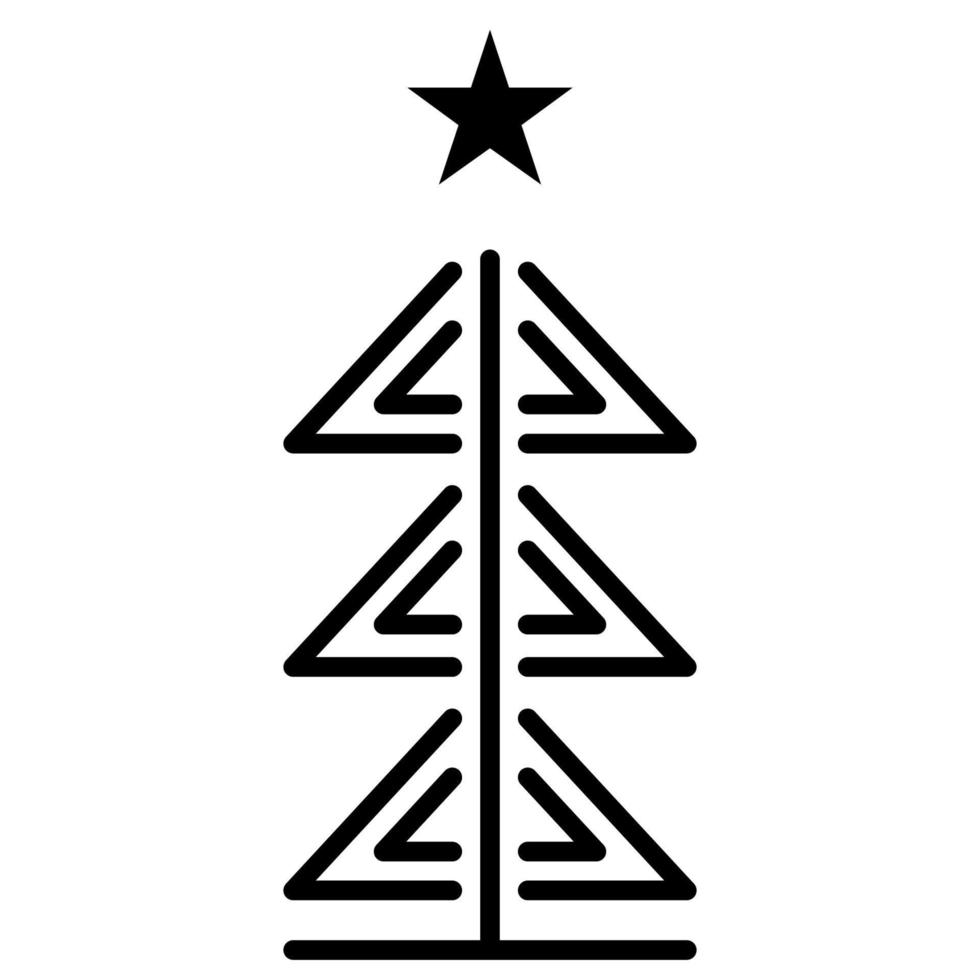 Christmas tree outline icon. linear style symbol, line sign. vector graphics. Icons as Xmas tree decoration with star, Coniferous forest, Spruce winter tree, Fir. Happy new year.