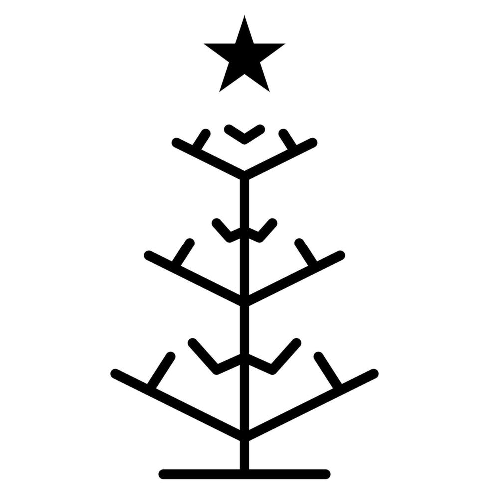 Christmas tree outline icon, vector simple line sign. Happy new year party design.