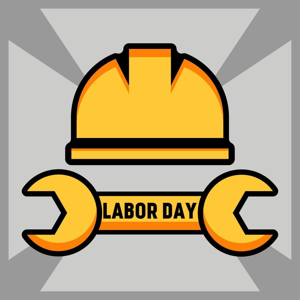 International labor day vector illustration. May day celebration design graphic. Design vector of happy labor day for greeting in international event. Design of hard hat and wrench for worker event