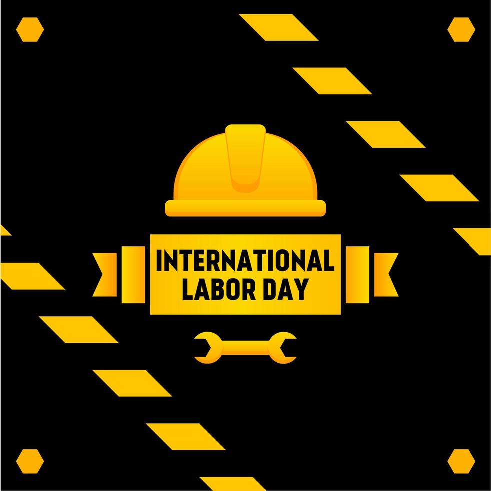 internacional labor día vector ilustración. mayo día celebracion diseño gráfico. diseño vector de contento labor día para saludo en internacional evento. diseño de difícil sombrero y llave inglesa para trabajador evento