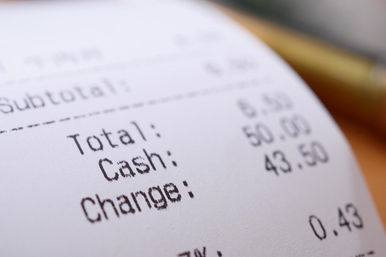 closeup of Sales receipts on table , photo