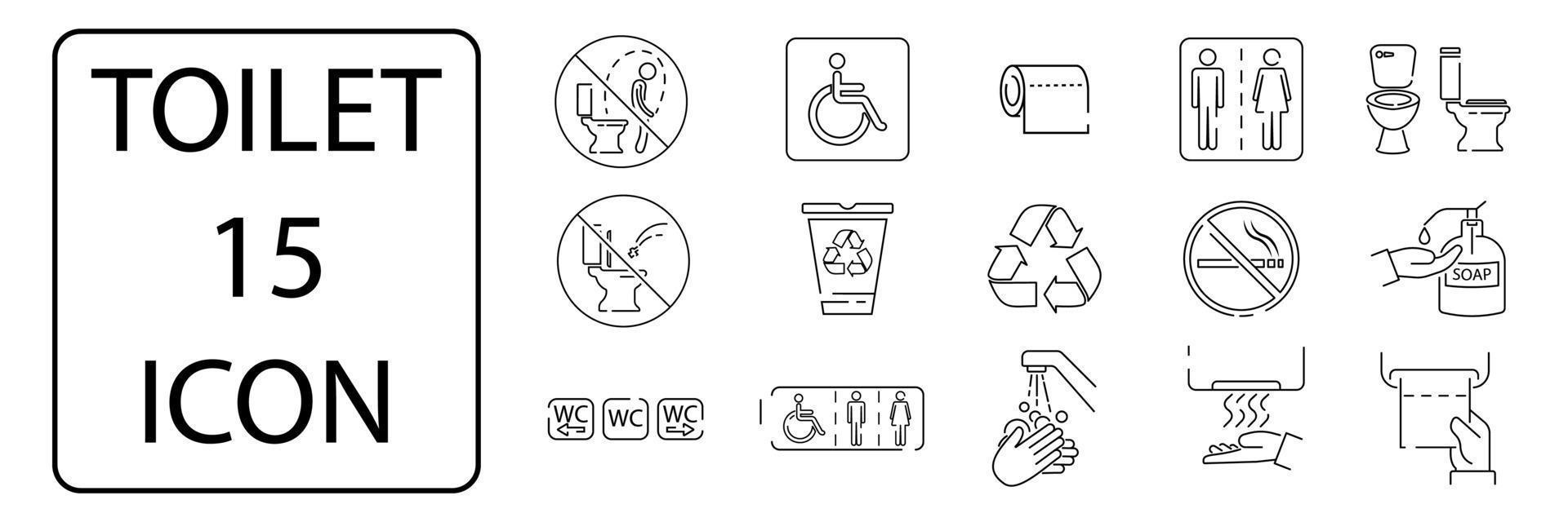 Public toilet icon set. Signs and pointers for the hotel. Male, female, for the disabled, mother and child room. vector