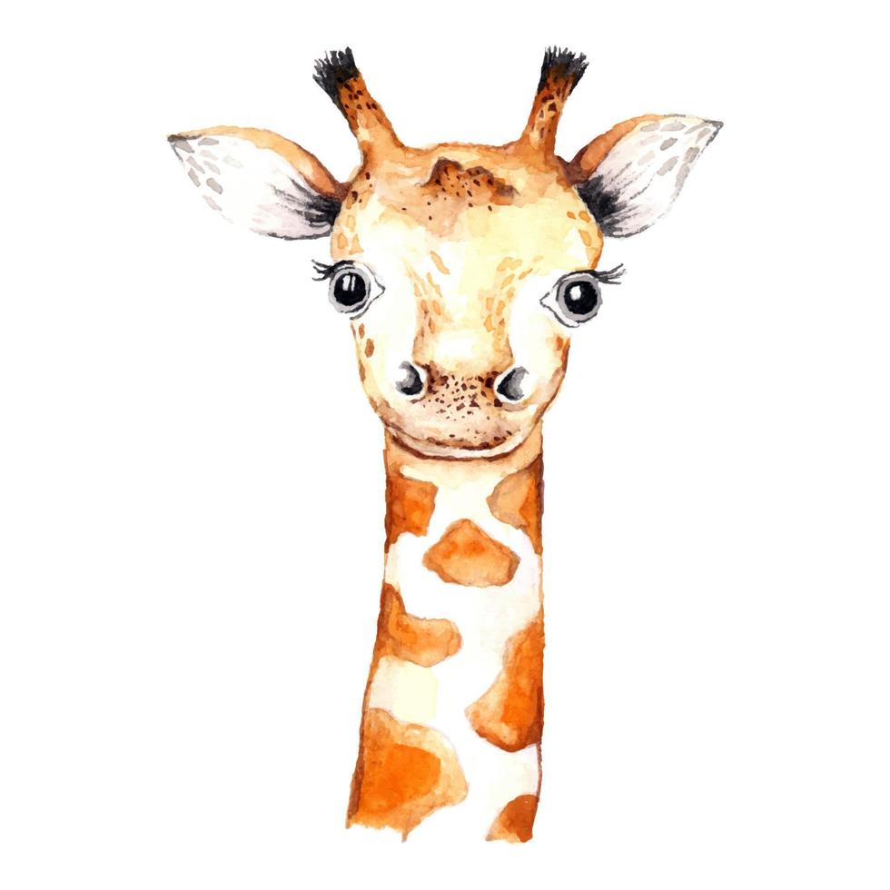 acuarela mano dibujado jirafa aislado en un blanco antecedentes fondo de pantalla. dibujos animados tropical animal vector ilustración Arte
