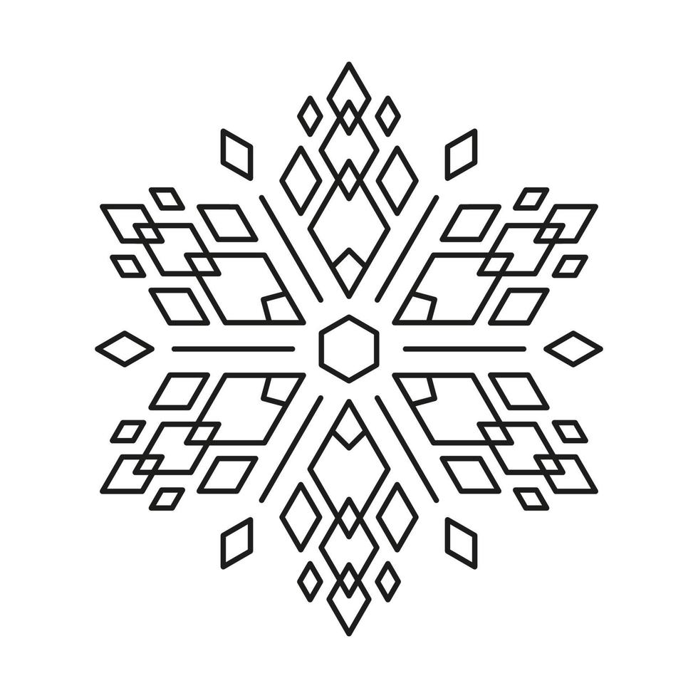 Snowflake icon on white background. Christmas and winter or new year symmetrical design. vector