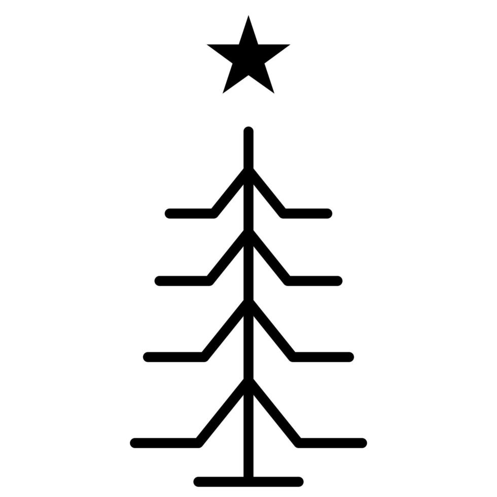 Christmas tree outline icon. linear style symbol, line sign. vector graphics. Icons as Xmas tree decoration with star, Coniferous forest, Spruce winter tree, Fir. Happy new year.