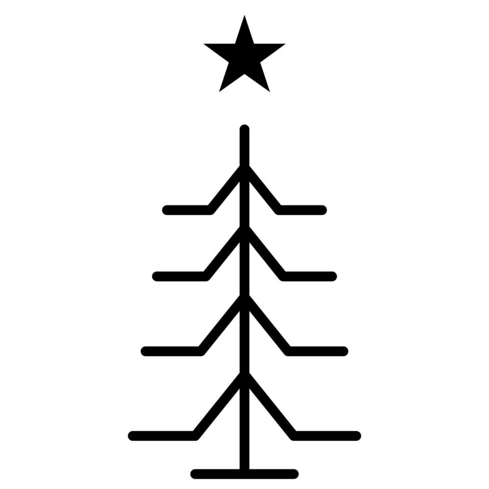 Christmas tree outline icon. linear style symbol, line sign. vector graphics. Icons as Xmas tree decoration with star, Coniferous forest, Spruce winter tree, Fir. Happy new year.