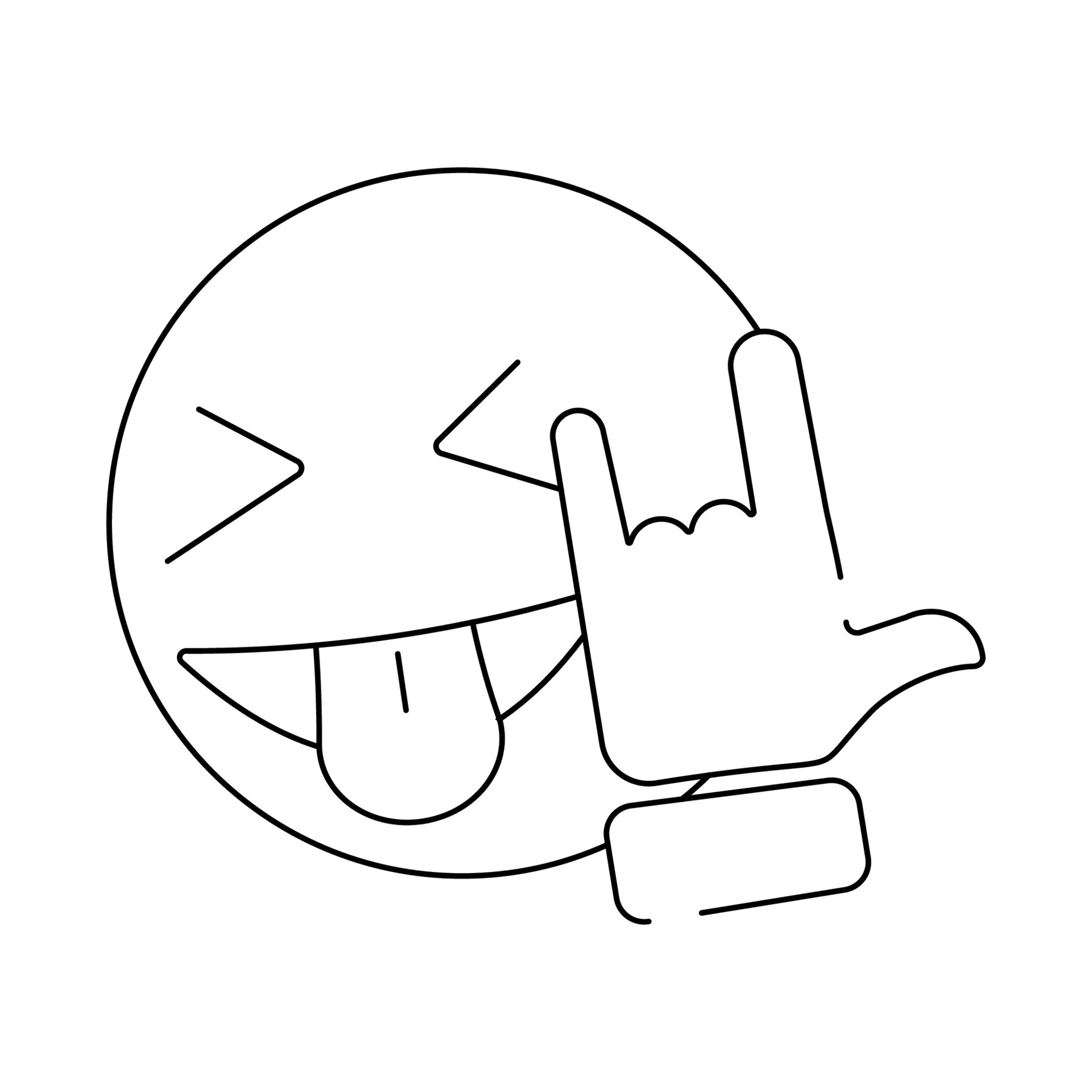 Vector Line Art Rock Gesture. Line rock n roll emoji or icon fun. Hand and face. 23147094 Vector