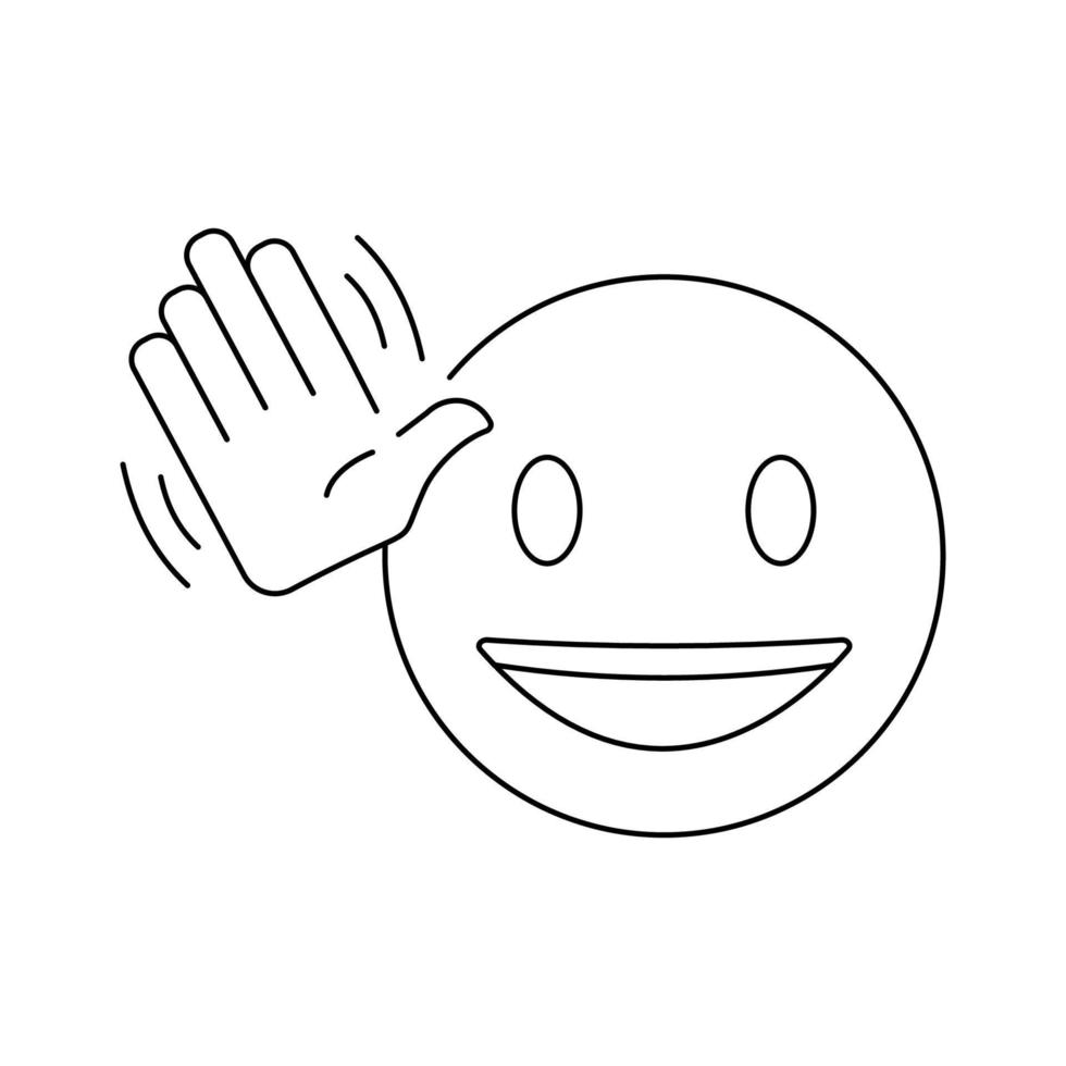 hello emoji icon. Trendy modern flat linear vector hello emoji icon on white background from thin line Emoji collection, outline vector illustration.