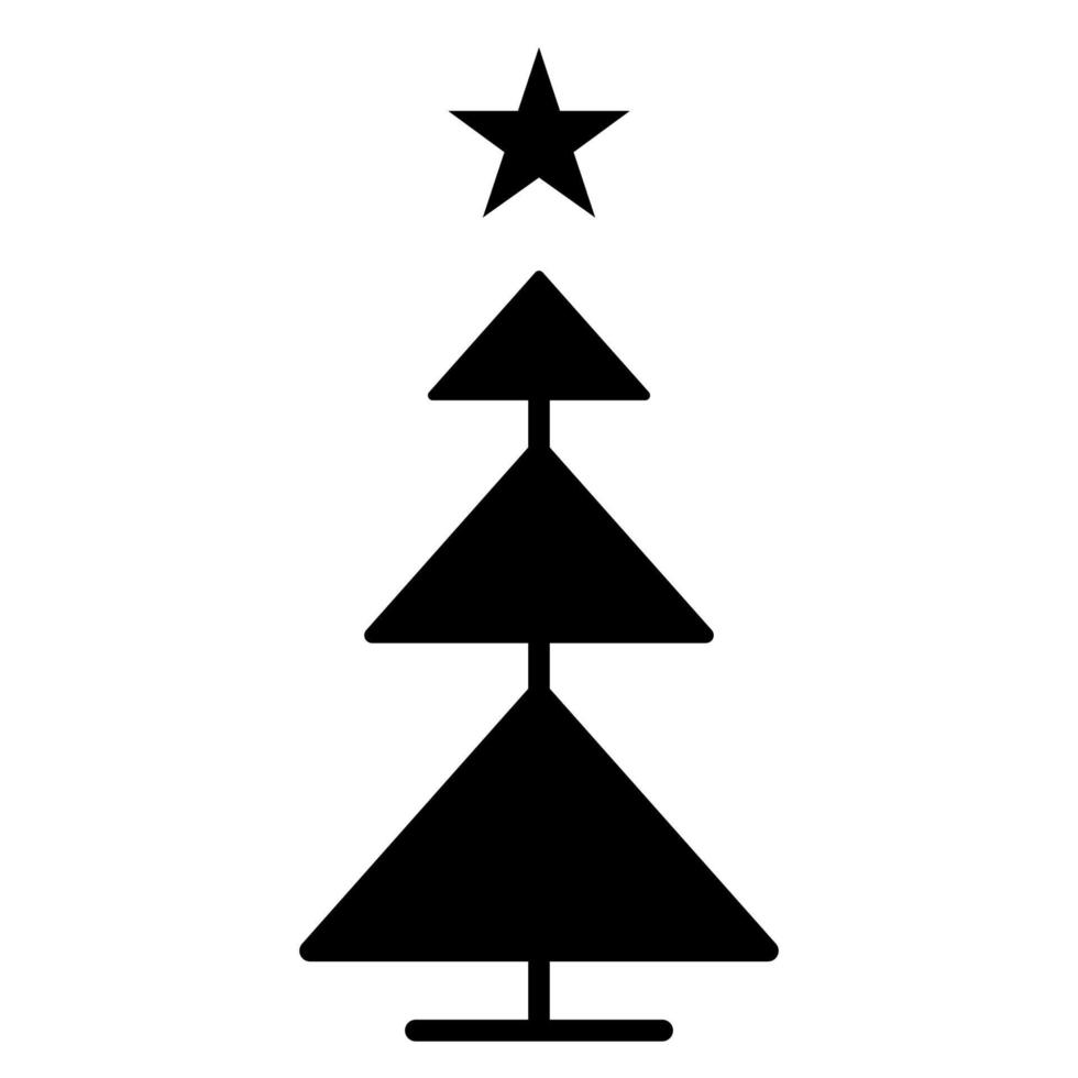 Line christmas tree icon. Vector happy new year party design or banner.