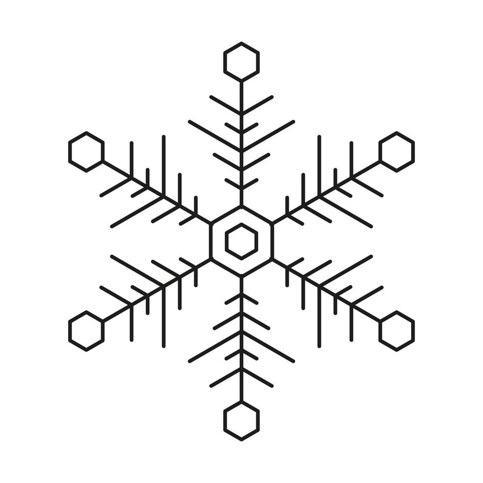 winter snowflake icon. christmas vector snow ice symmetrical design.