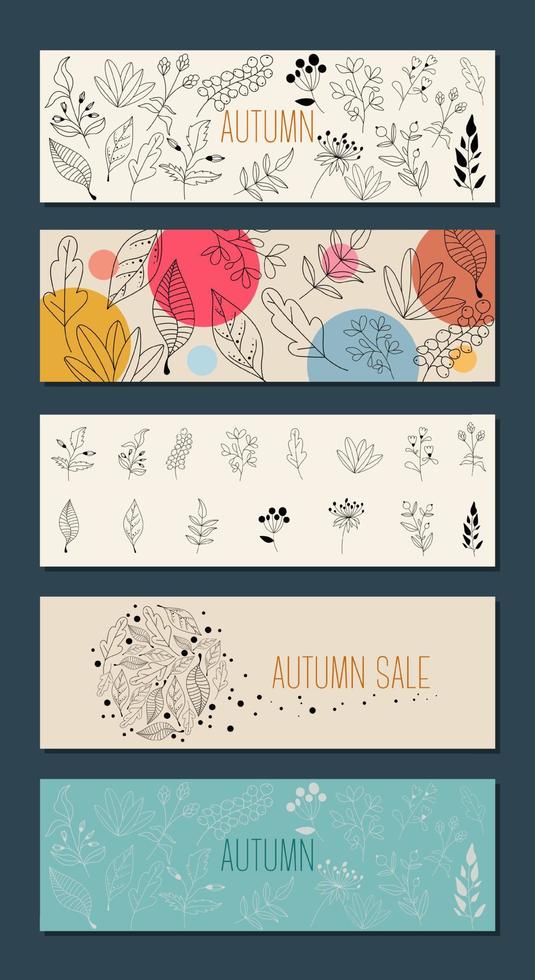 otoño rebaja colección bosque helecho eucalipto Arte follaje natural hojas hierbas en línea estilo. decorativo belleza elegante ilustración para diseño mano dibujado flor. vector