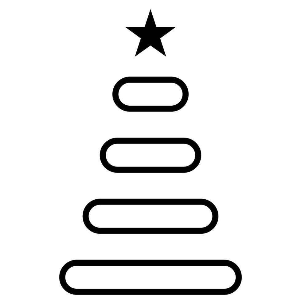 Christmas tree doodle icon Sketch line vector. Happy new year party design. vector