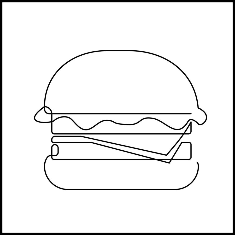 Fast food. Hand line drawing of a burger. Continuous line illustration vector