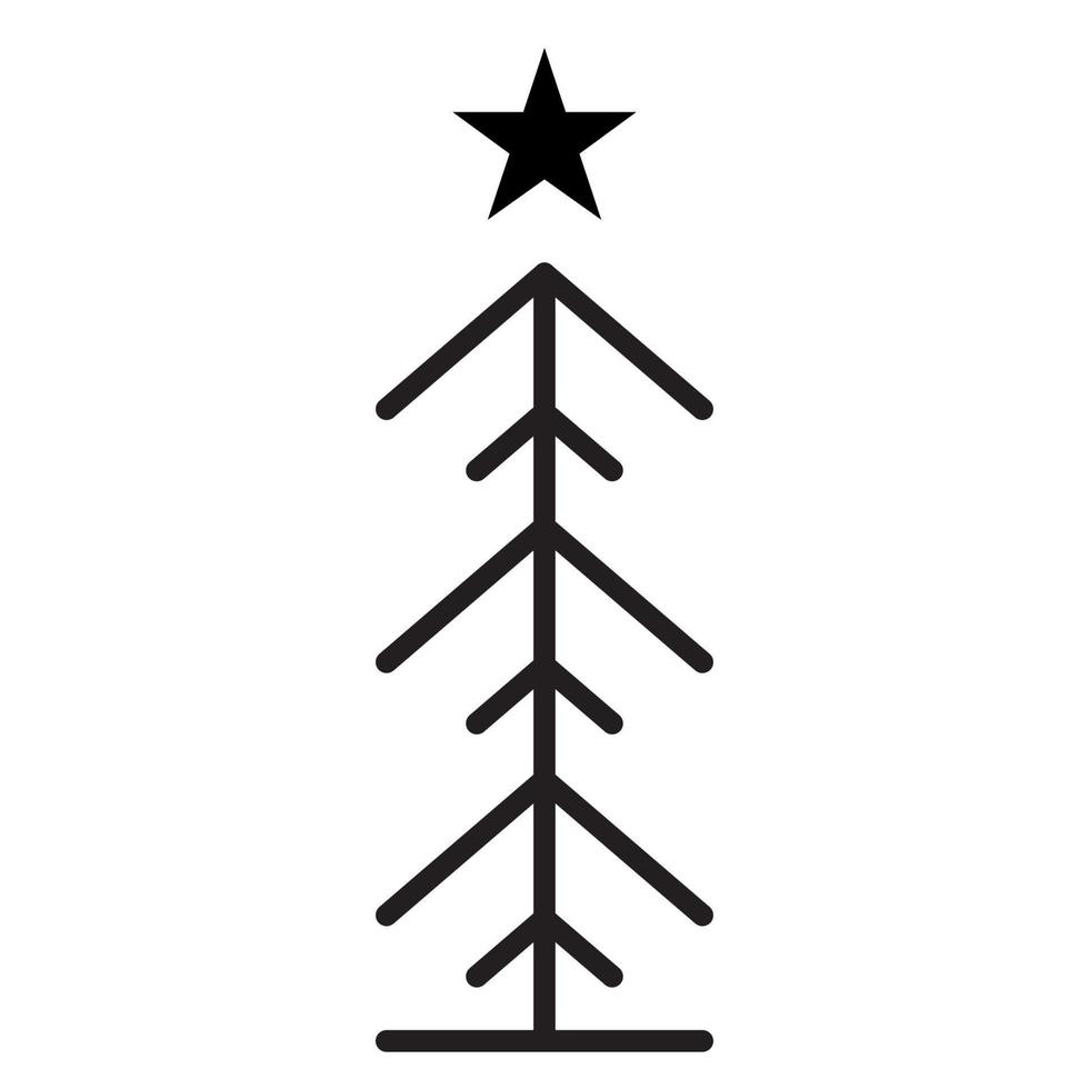 Line christmas tree icon. Vector happy new year party design or banner.