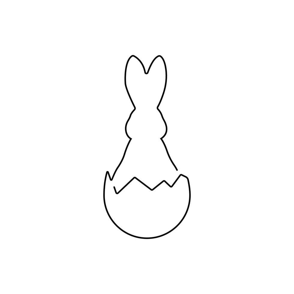 Easter bunny one line icon, easter and holiday, rabbit in egg sign, vector graphics, single line, eps 10.