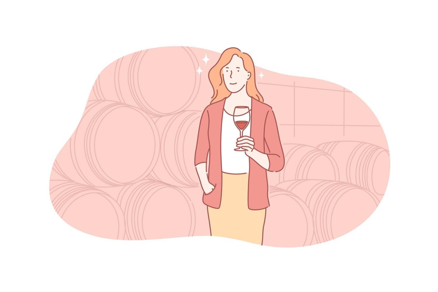 Wine, degustation, winery concept vector