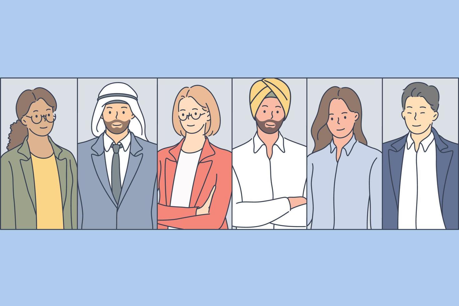Multiracial business people set concept vector