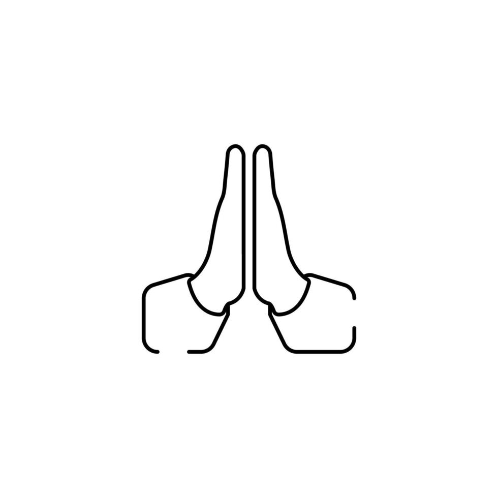 pray emoji, fingers gesture line art vector icon for apps and websites.