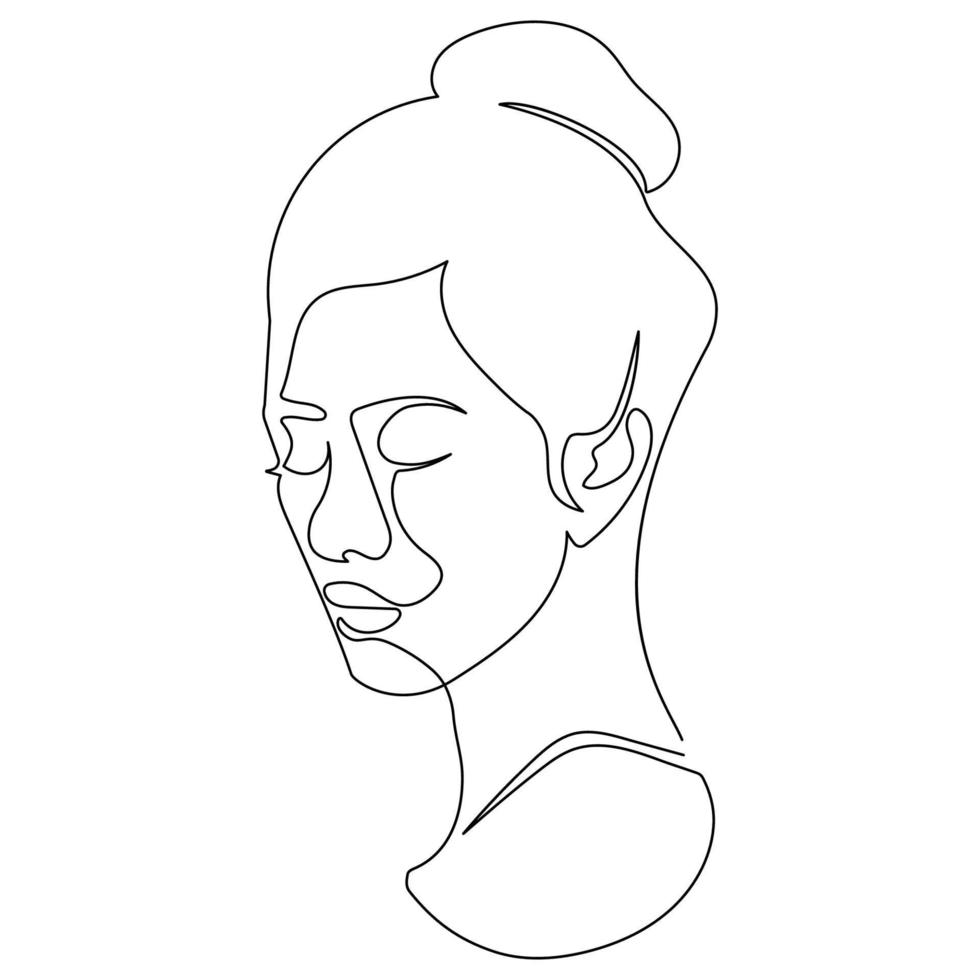 abstract face one line drawing. Beauty Woman Portrait minimalistic style. vector