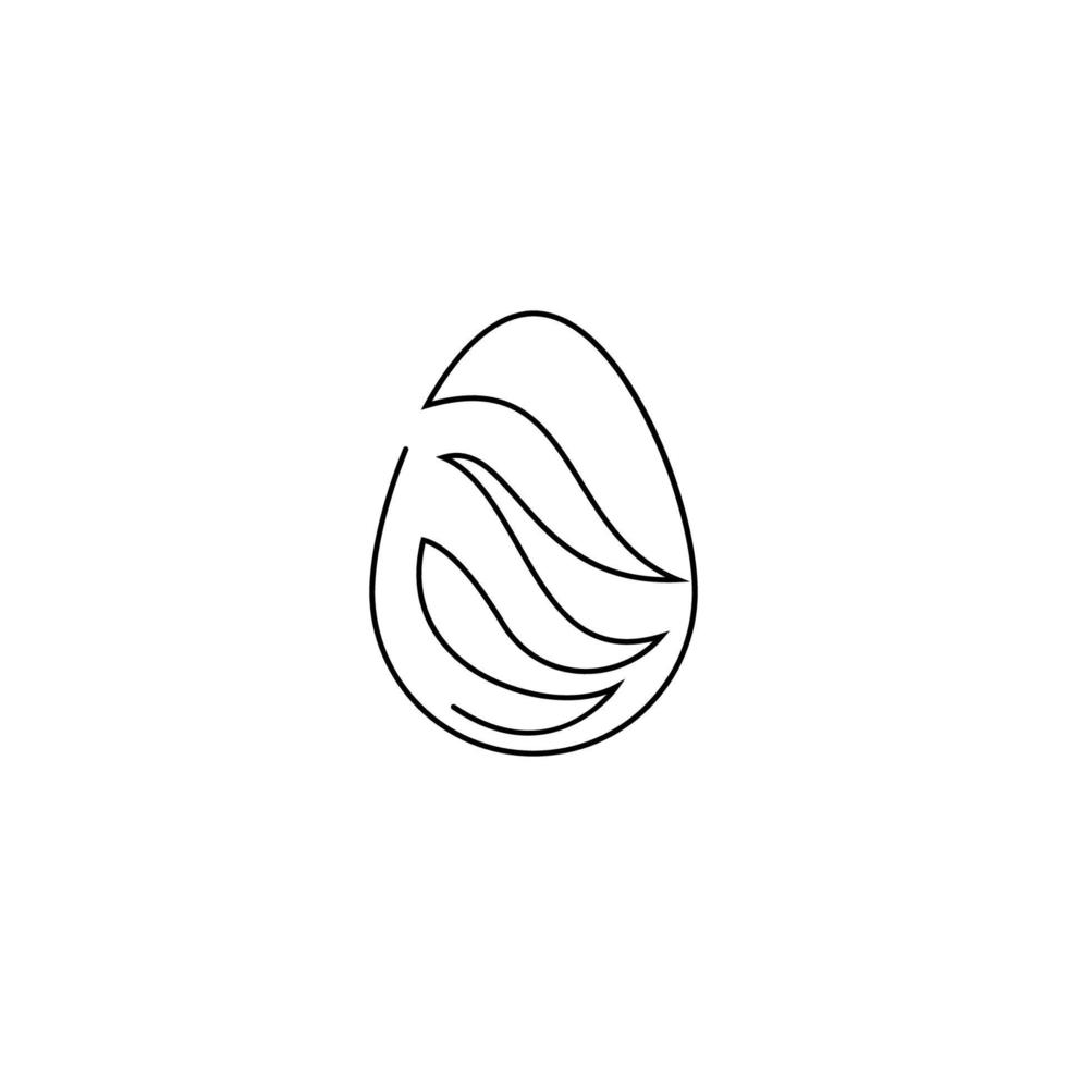 Easter egg one line draw, holiday and rabbit. vector